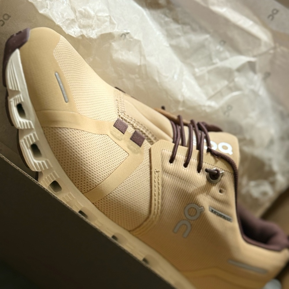 Tan and Brown Athletic Shoes with Sleek Design